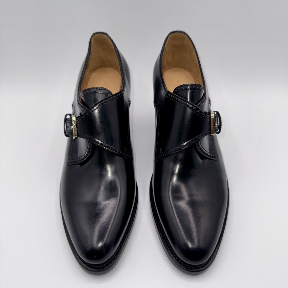 The Office Of Angela Scott Miss Brooke Heels Women's Size 7‎ EU 37 Black Leather - Picture 10 of 15